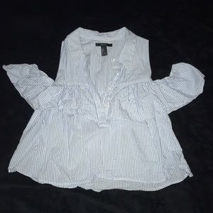 SOLD Forever 21 Cold Shoulder Ruffle Striped Top